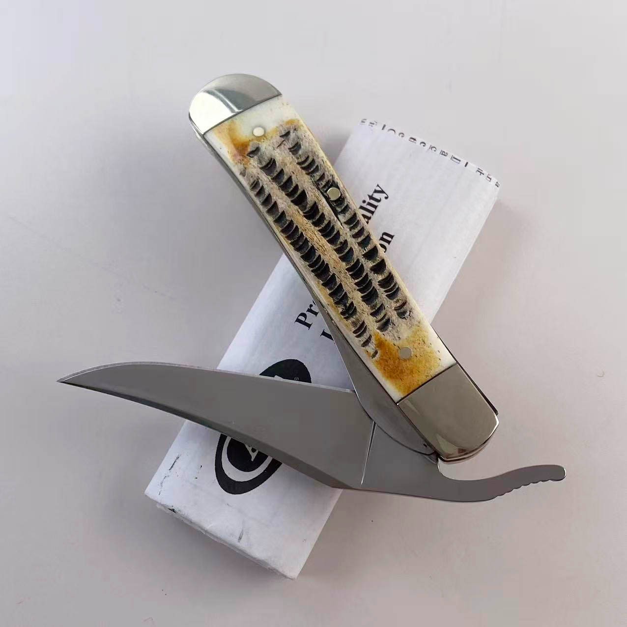 New Case xx 65303 6.5 BoneStag RussLock Stainless Blade Folding Pocket Knife
