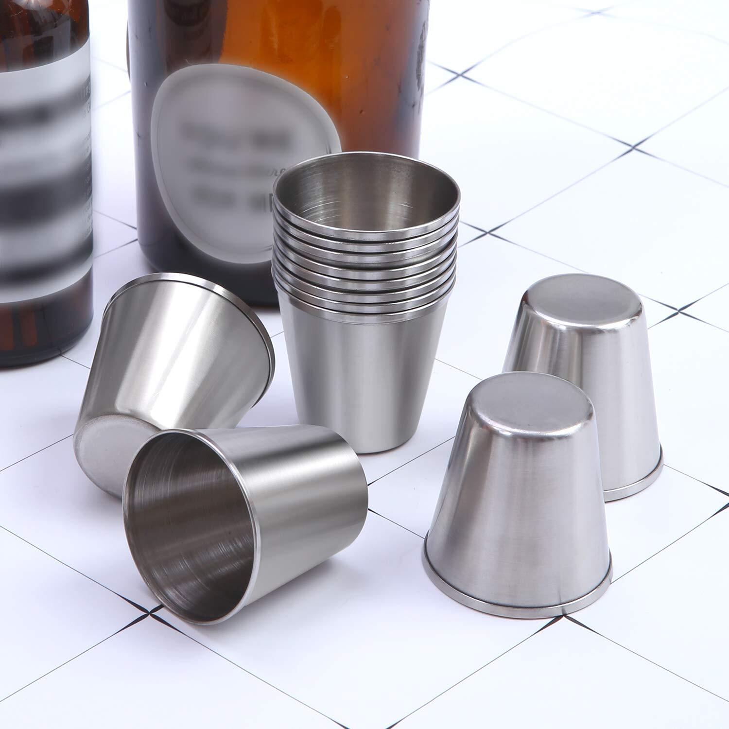 Stainless Steel Shot Cups 12-Pack 1-Ounce Tumblers for Drinking Durable Use