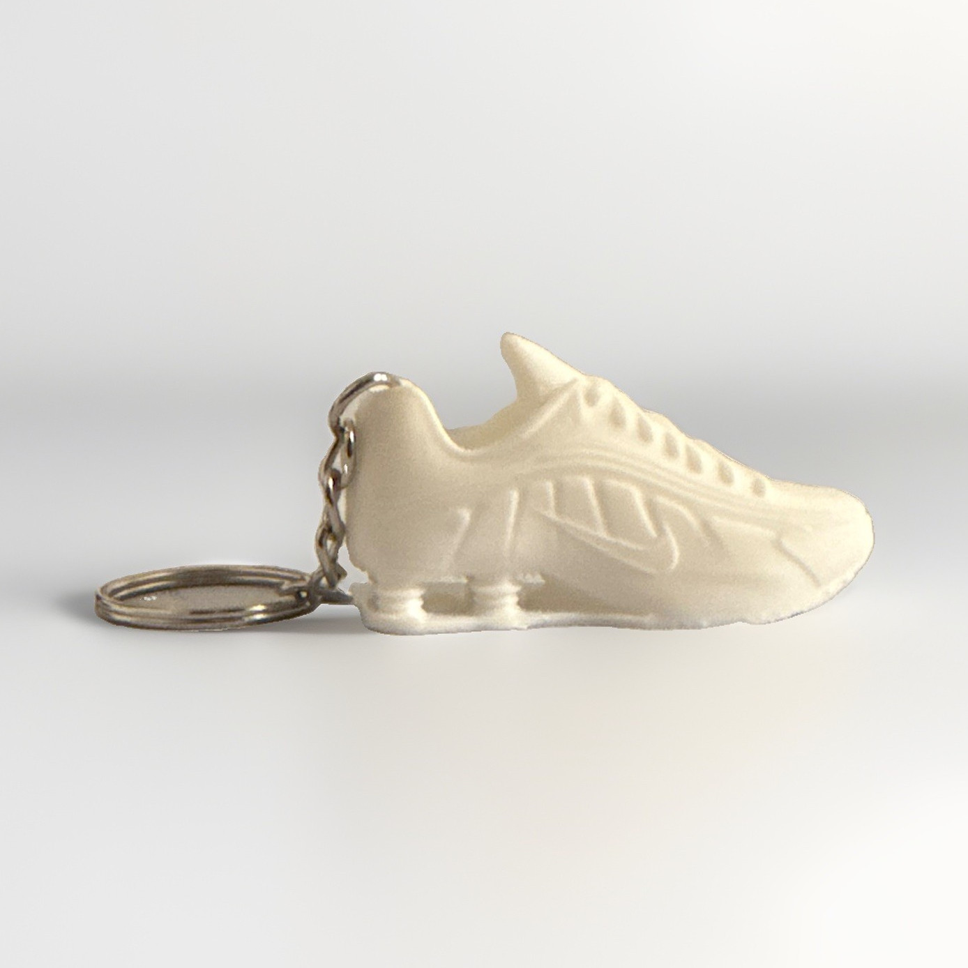 White Plastic Sneaker Shoe Keychain Keyring, Modern Era (1970-Now)