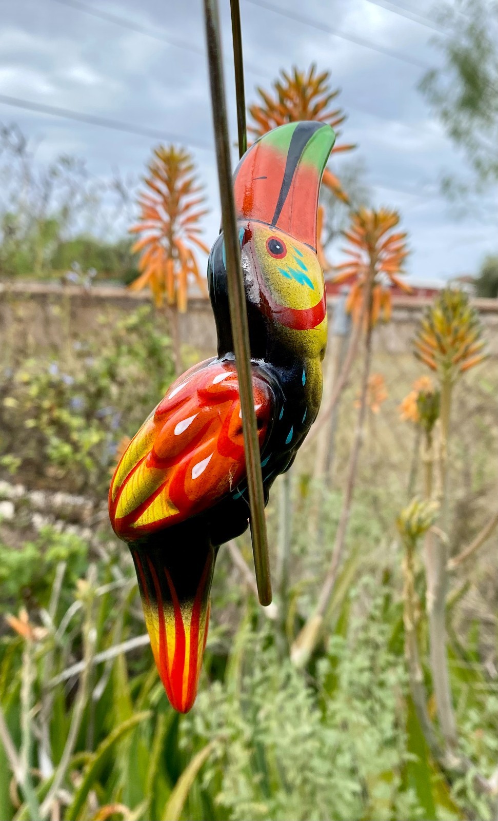 Talavera Bird Handmade Painted Ceramic Parrot Mexican Pottery Hanging Patio #1