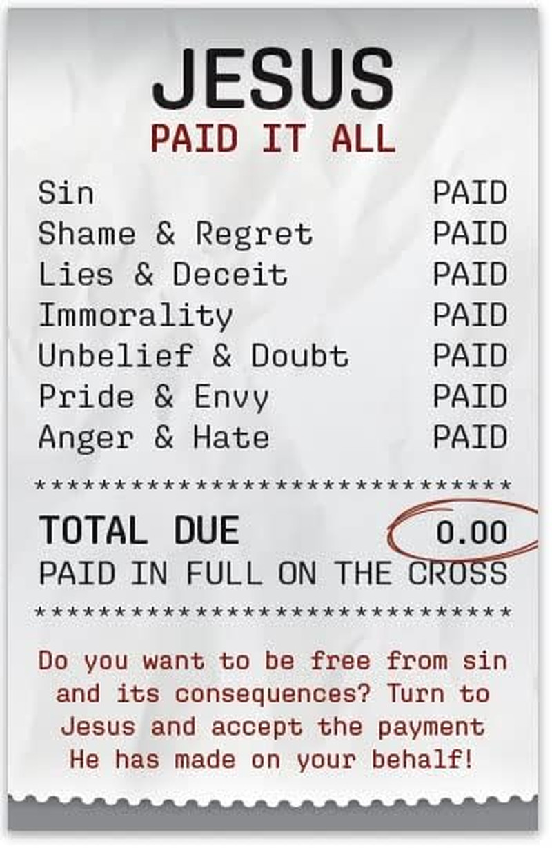 Moments with the Book Jesus Paid It All (Mini Gospel Tract Card – Packet of 100