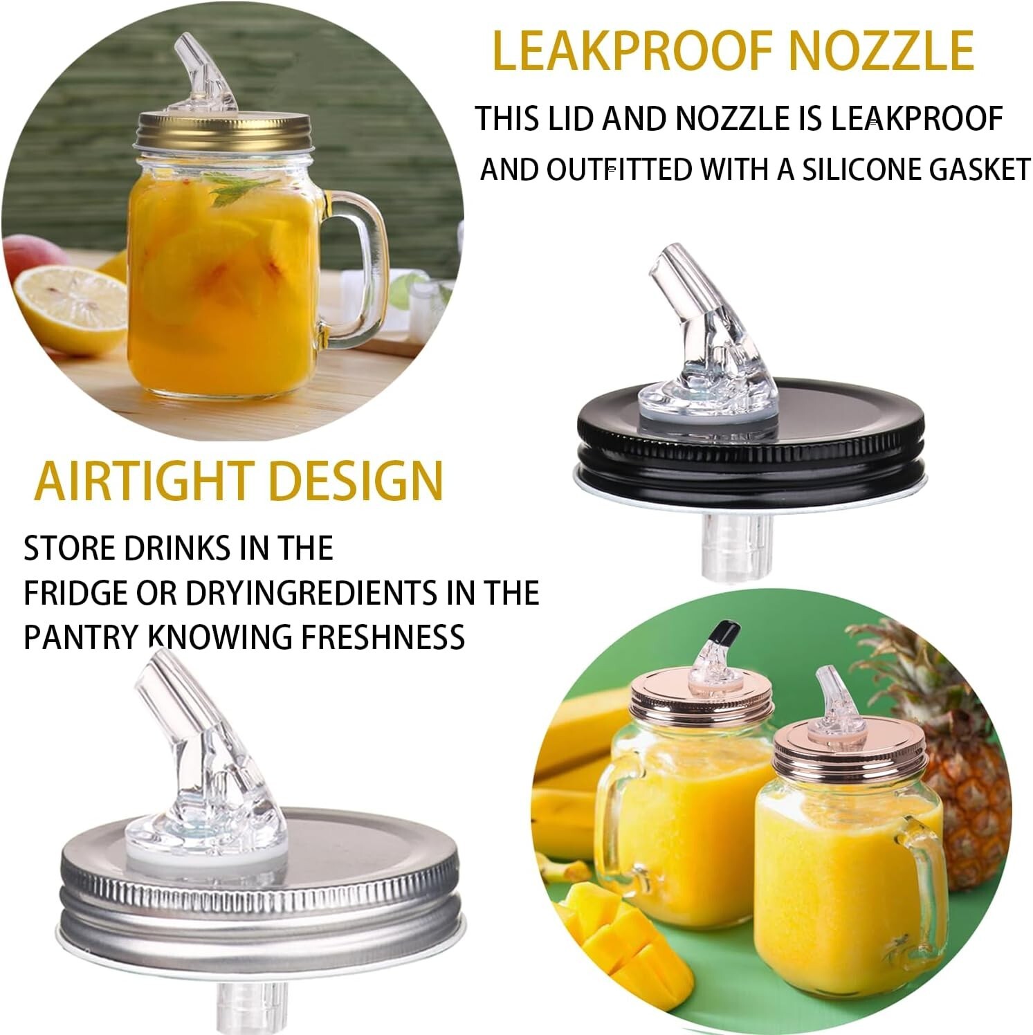 Versatile 10-Pack Mason Jar Spout Dispenser Caps – Ideal for All Liquids