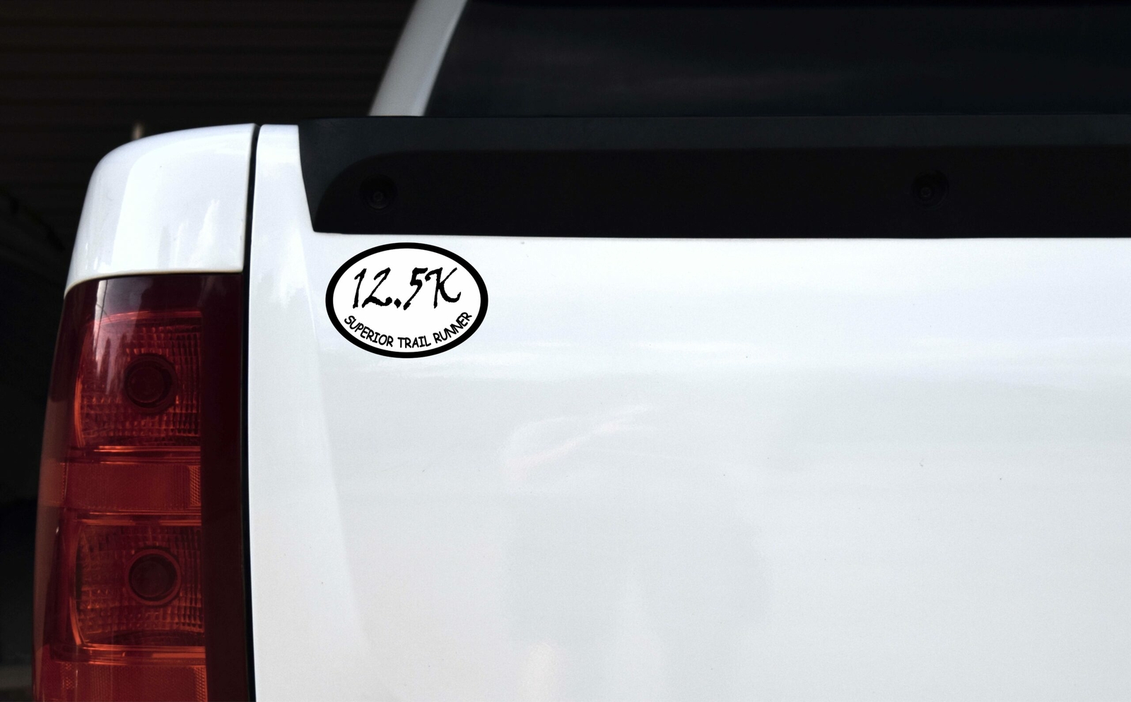 4.25in x 3in Oval 12.5K Superior Trail Runner Vinyl Sticker Car Bumper Decal