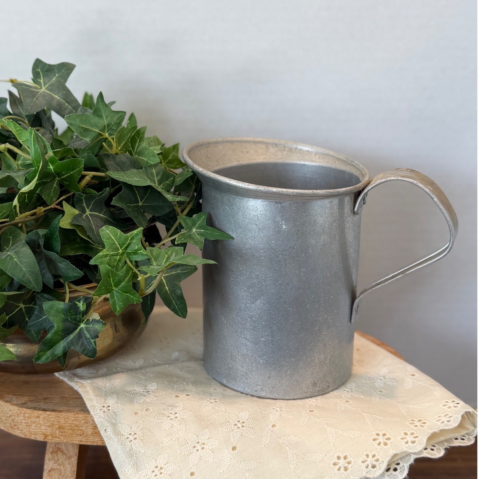 Vintage Aluminum Goods Mfg Co Pitcher Silver Farmhouse Rustic Metal Cup