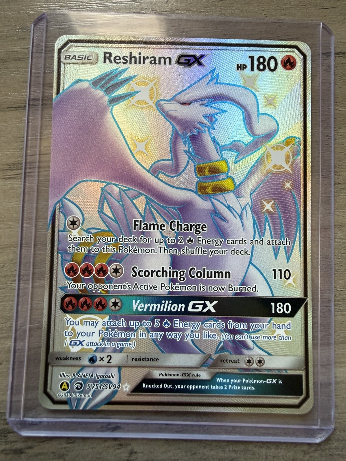 Reshiram GX SV51/SV94 Hidden Fates Full Art Holo Shiny Vault Pokemon Card