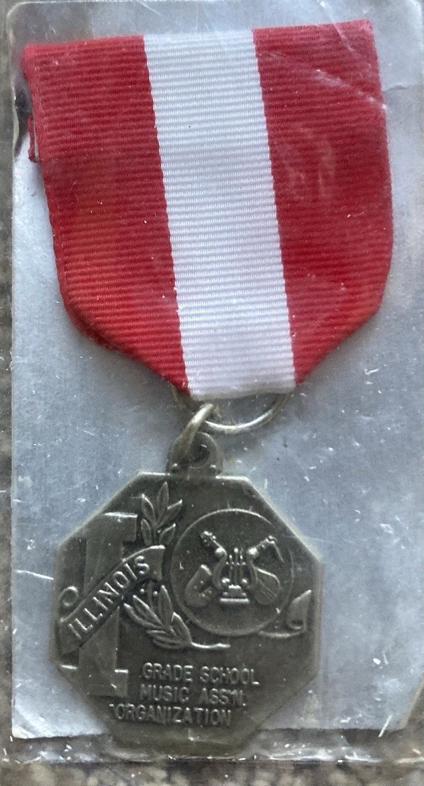 1940’s-50’s Illinois Grade School Music Organization Medal Ribbon VINTAGE
