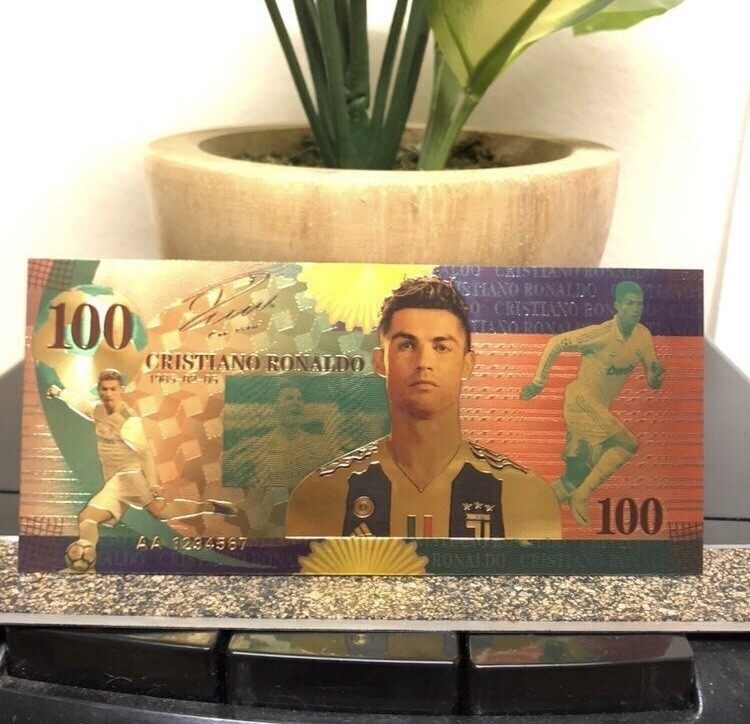Gold Foil Plated Cristiano Ronaldo Banknote Soccer Collectible