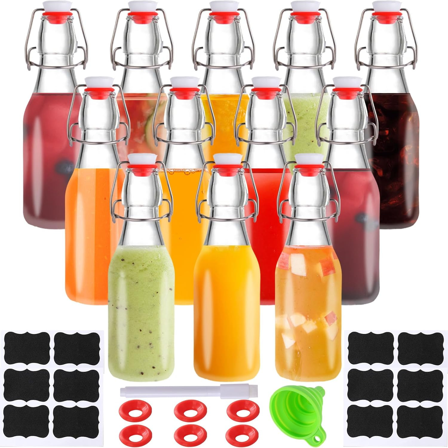 12 Pack 8.5oz Flip Top Glass Bottles,8.5oz swing top Clear glass beer bottle