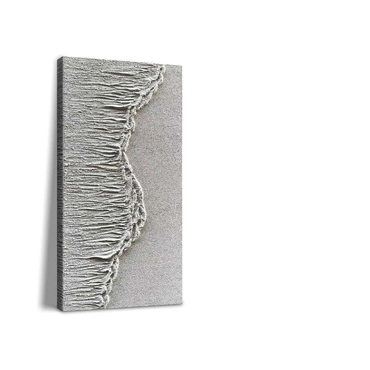 Nankai Art Hand-Painted 48X24 Inch White Wave Texture Abstract Art Contemporary
