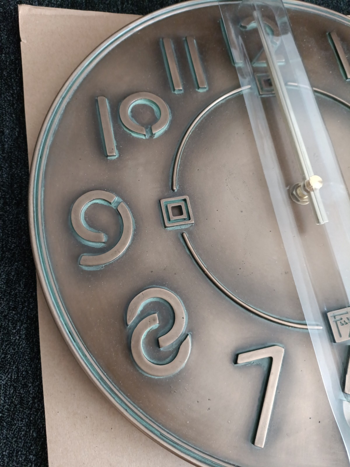 Bulova C3333 Frank Lloyd Wright Exhibition Wall Clock Antique Bronze Finish NIB