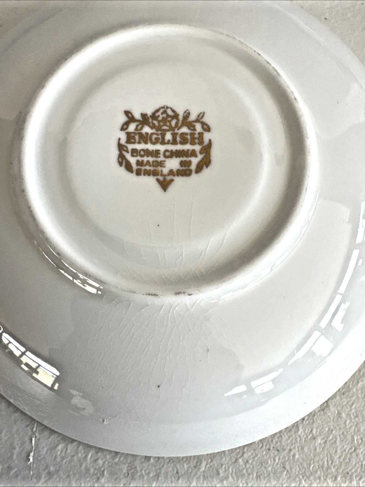 English Bone China Cup & Saucer Vintage White and Gold Pink Roses Hand Painted