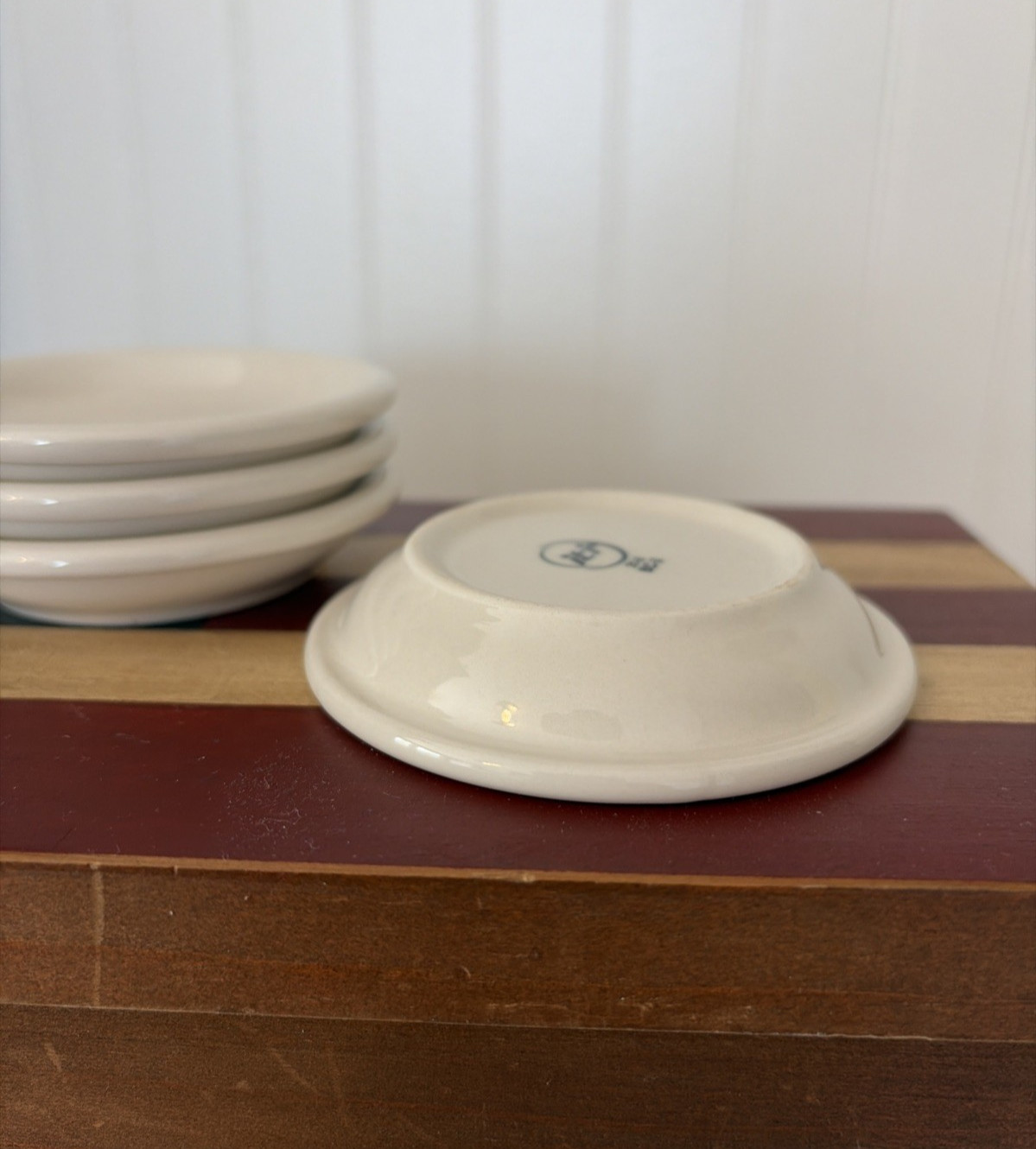 Set Of 4 Vintage Primitive Style Chunky White Butter Pats 3.25” White