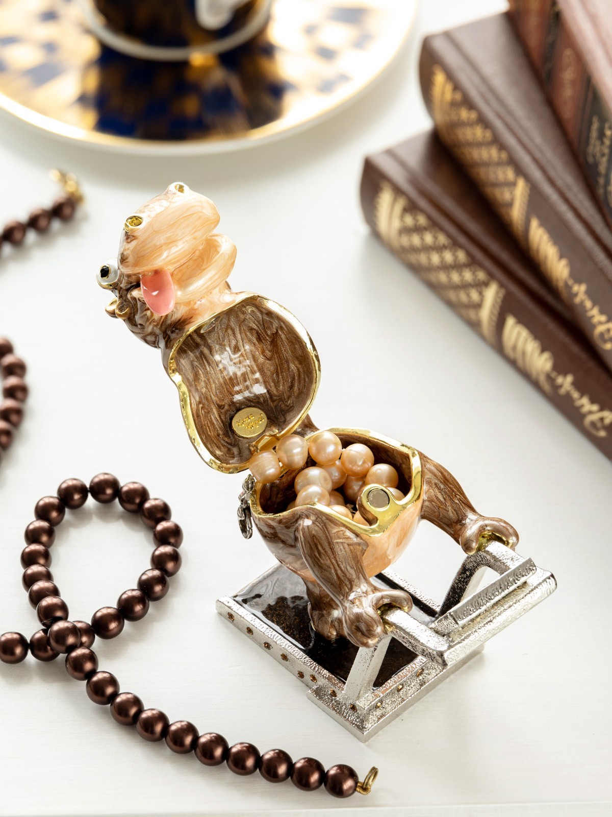 Keren Kopal hippopotamus running Trinket box Decorated with Austrian Crystals