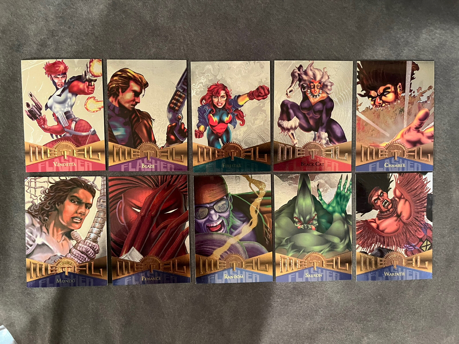 1995 Fleer Marvel Metal Base, Silver Flashers & Gold Blaster Cards, You Pick! NM