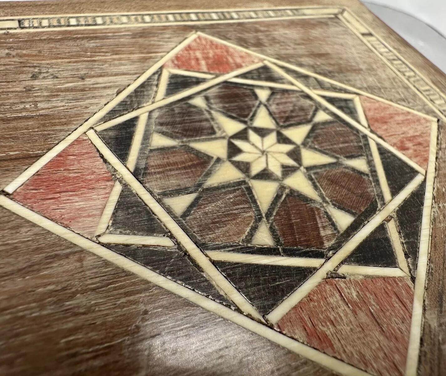 Marquetry Inlay Walnut Jewelry Box Syria