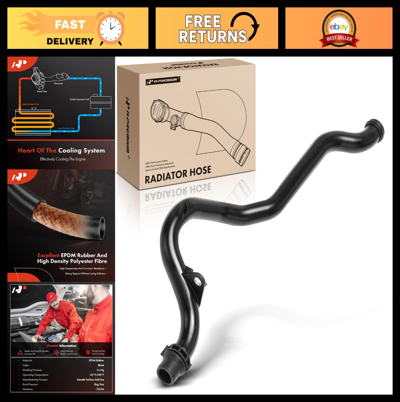 A-Premium Coolant Hose Cooling Connector Pipe Compatible with 2009-2017 Audi Q5,