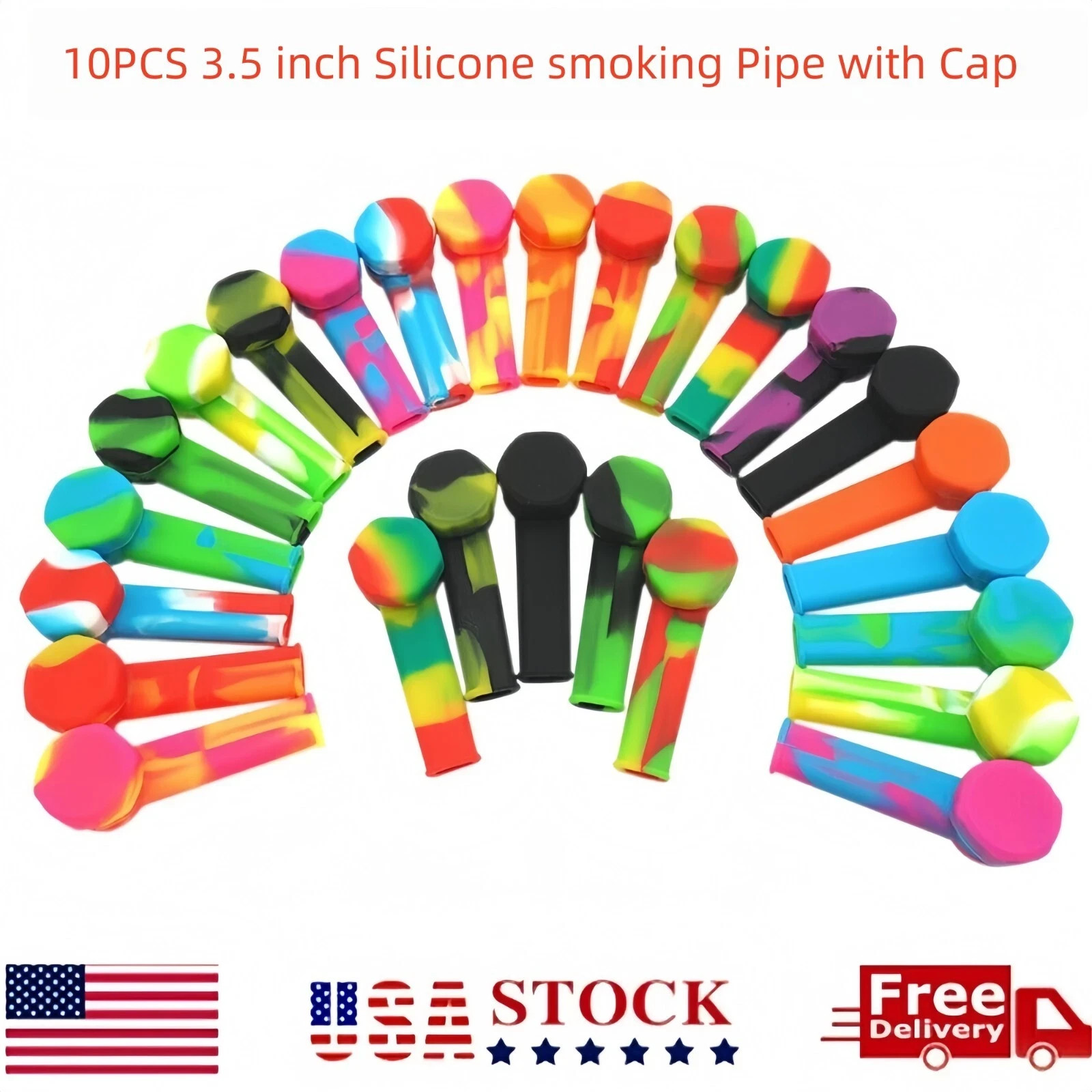 ( Pack of 10 )Silicone Smoking Hand Pipe with Metal Bowl &Cap Lid Pocket Pipe