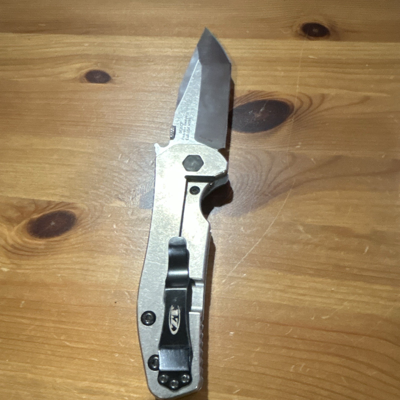 Zero Tolerance ZT 0620CF Gray/Black Titanium Frame Lock Tanto Plain Edge Knife