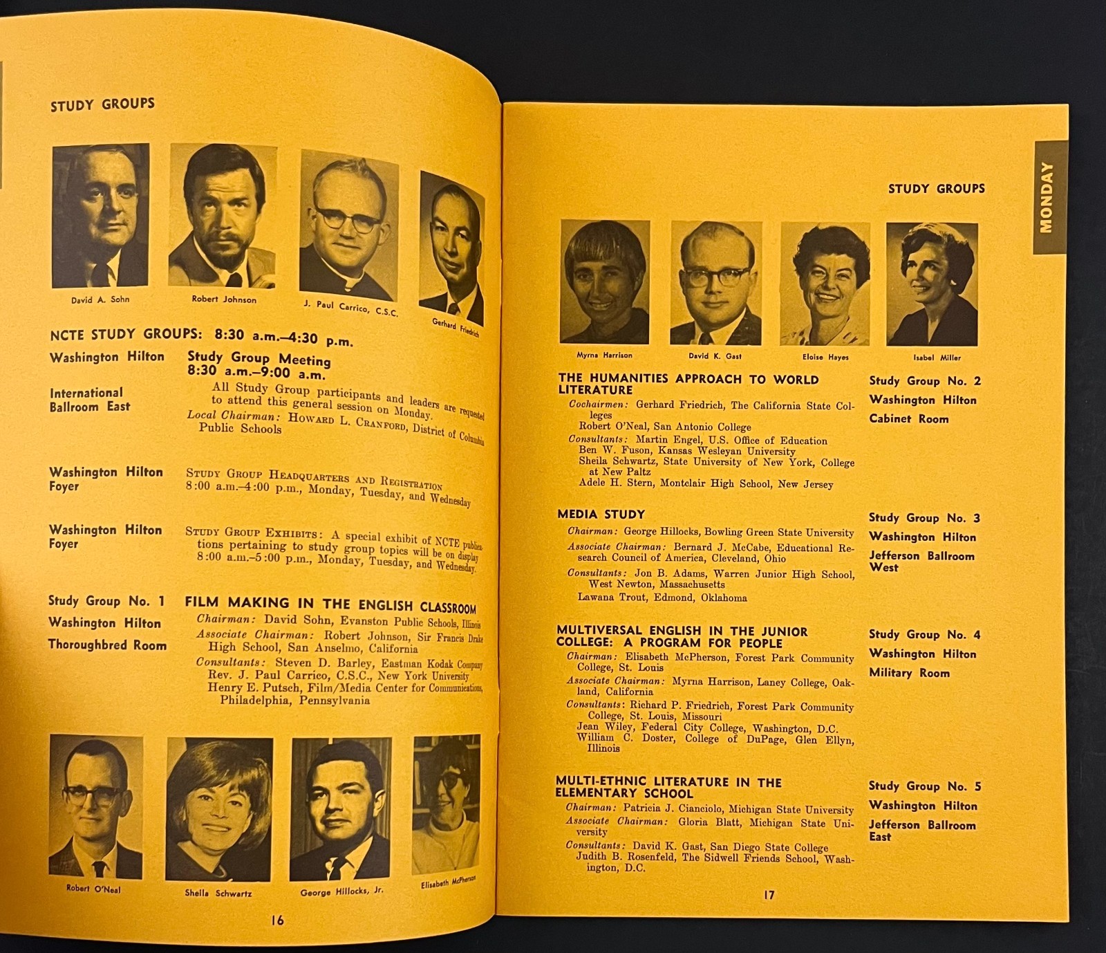 1969 NCTE National Council English Teachers Pre-Convention DC Vintage Program