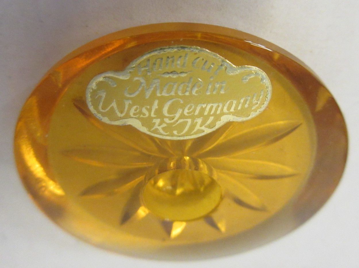 Hand Cut Western Germany Amber daisy Glass Mini Candle Holder