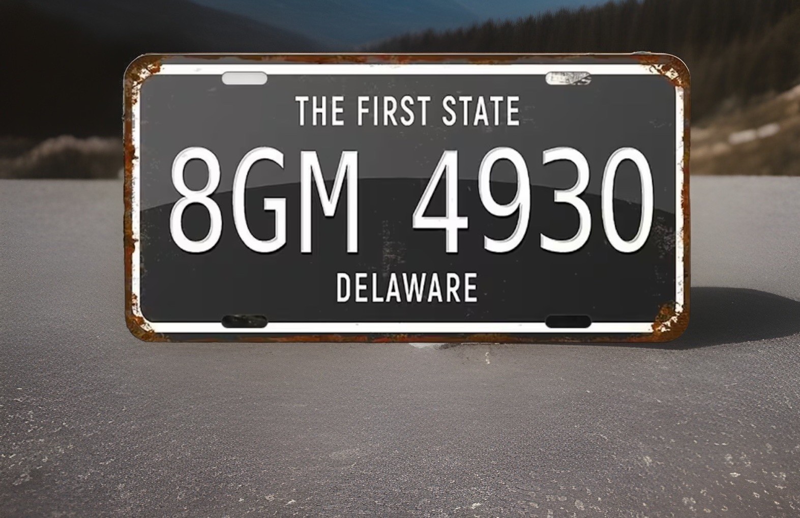 Vintage Delaware The First State License Plate 8GM 4930 2D Novelty Car Cafe