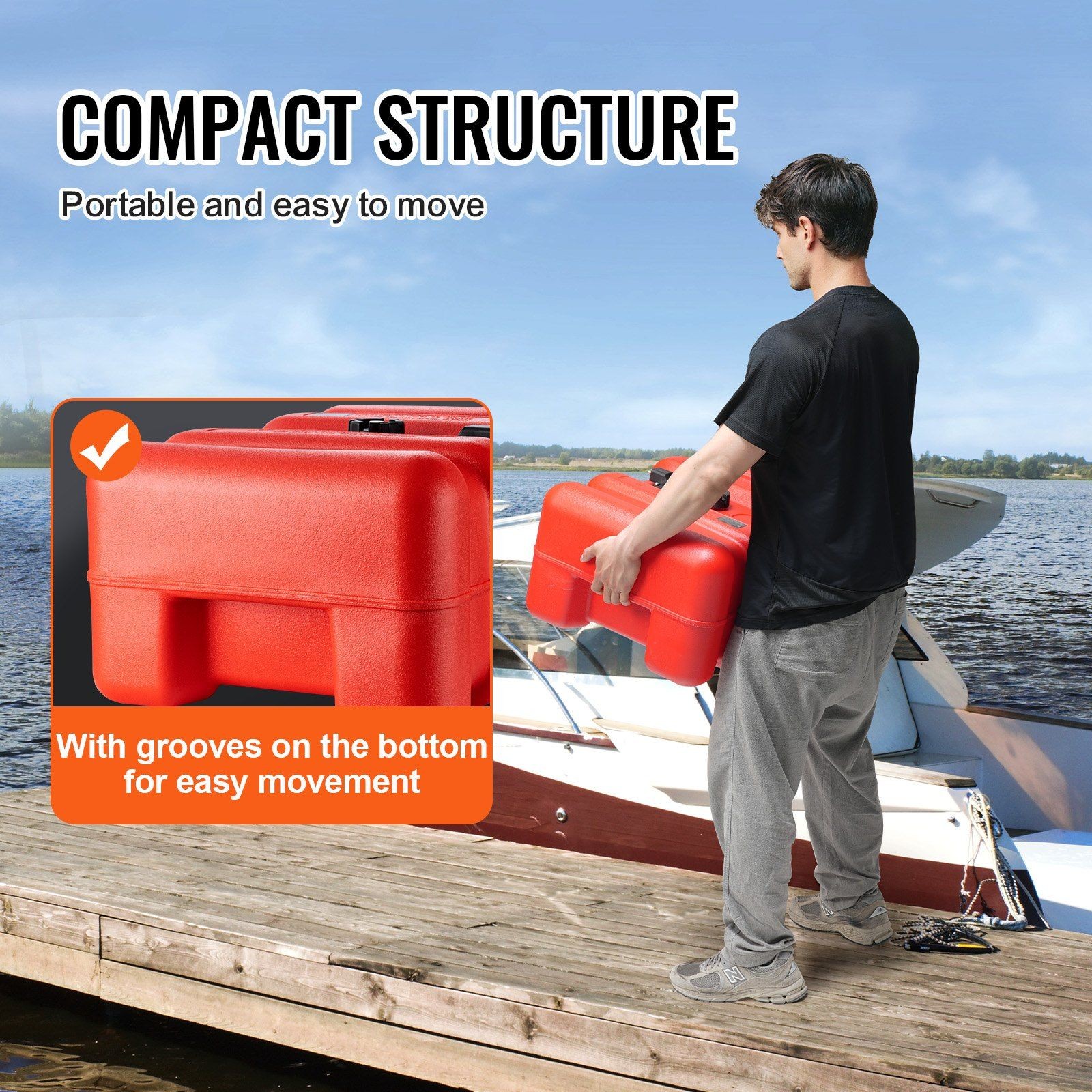 UV Resistant Marine Gas Tank 55L HDPE Material with Visual Level Indicator
