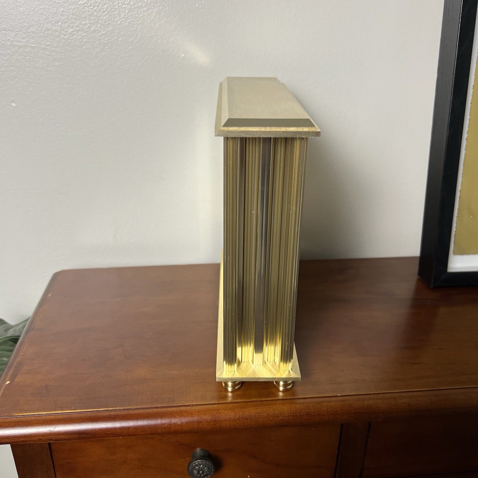 Bulova B1700 Grand Prix Gold Tone Quartz Mantel Desk Clock Japan Movement