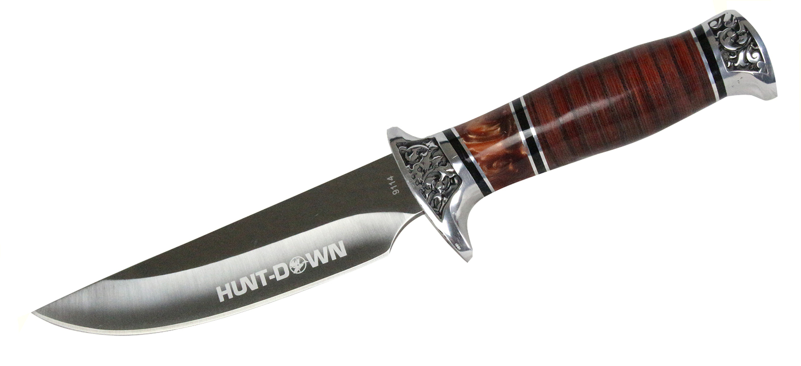 10″ Hunt-Down Fixed Blade Knife with engraved Handle and Sheath