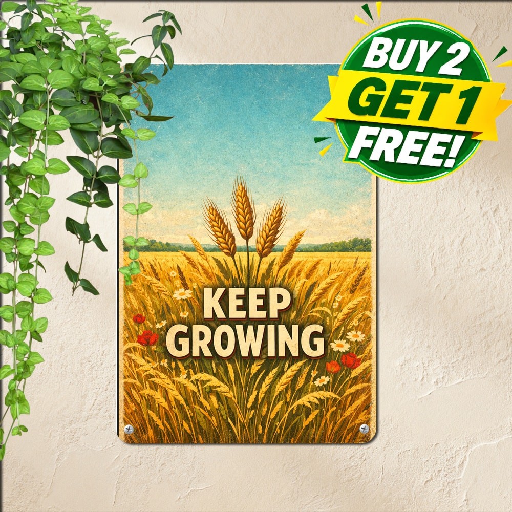 Harvest Gold Wheat Field Landscape Countryside Motivation Metal Tin Sign Plaque