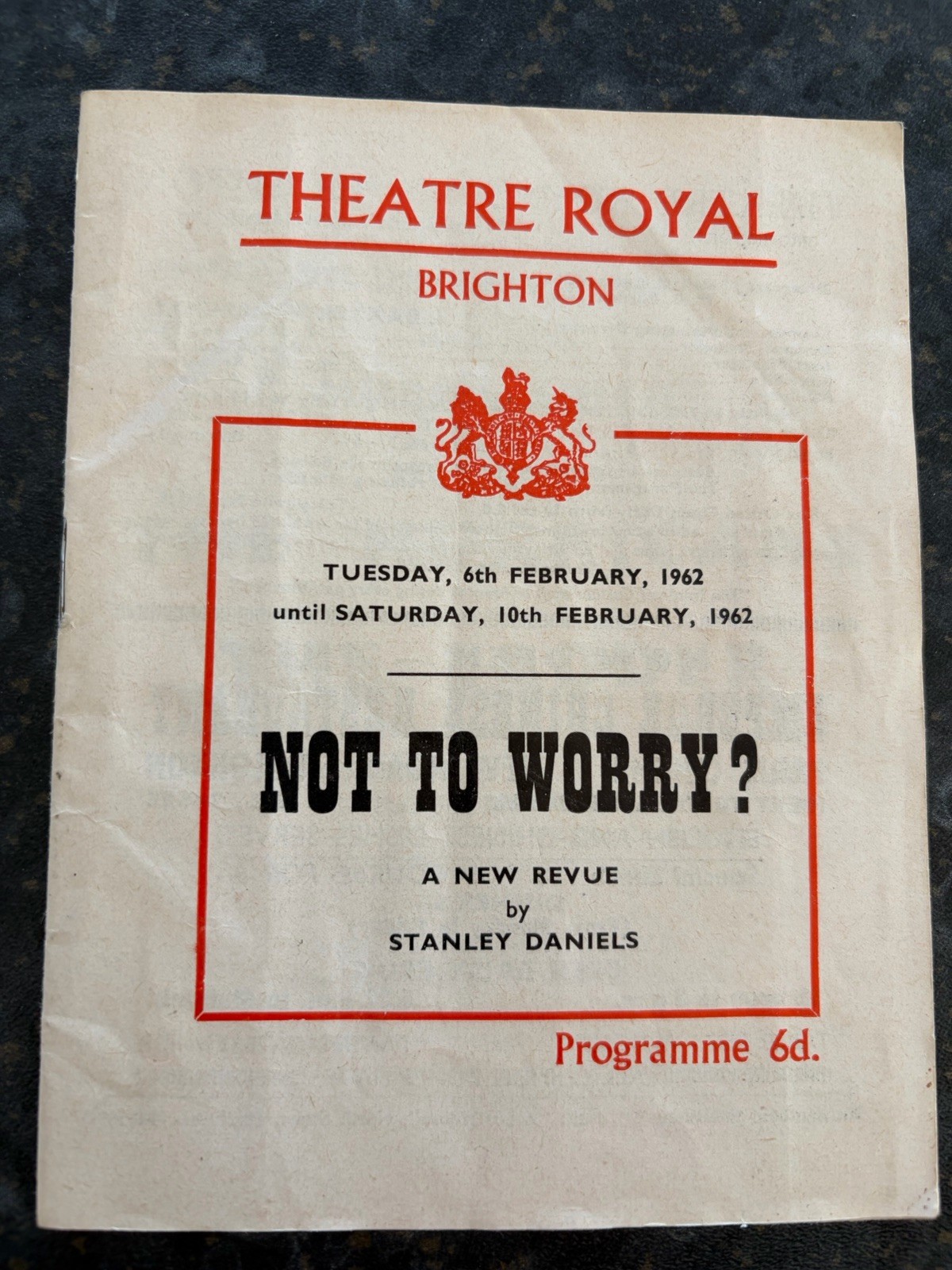 7 x 1962 Brighton Theatre Royal Programmes Single Year Small Lot of Programmes