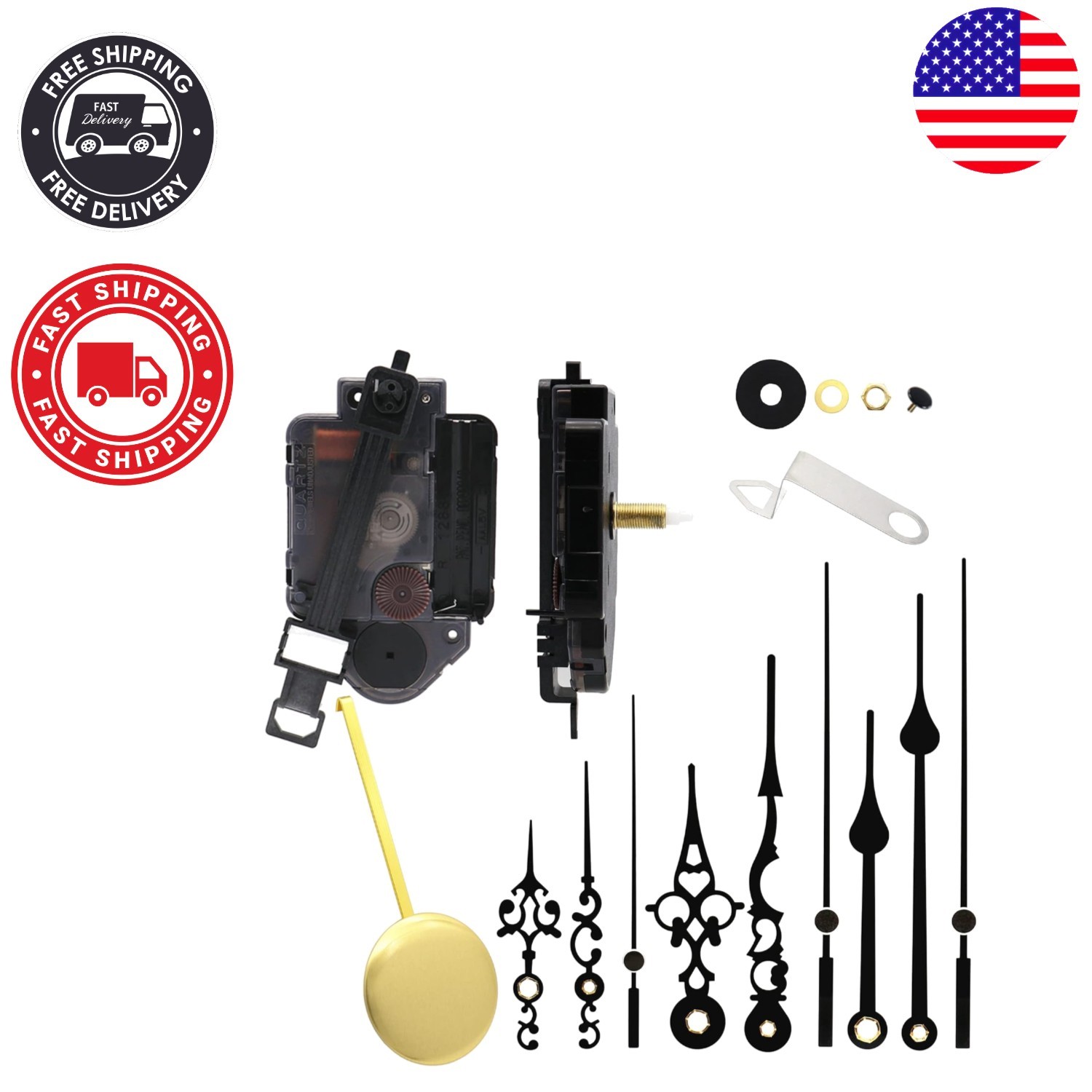 12888 Quartz Pendulum Clock Movement DIY Kit – Elegant Clock Hands Included