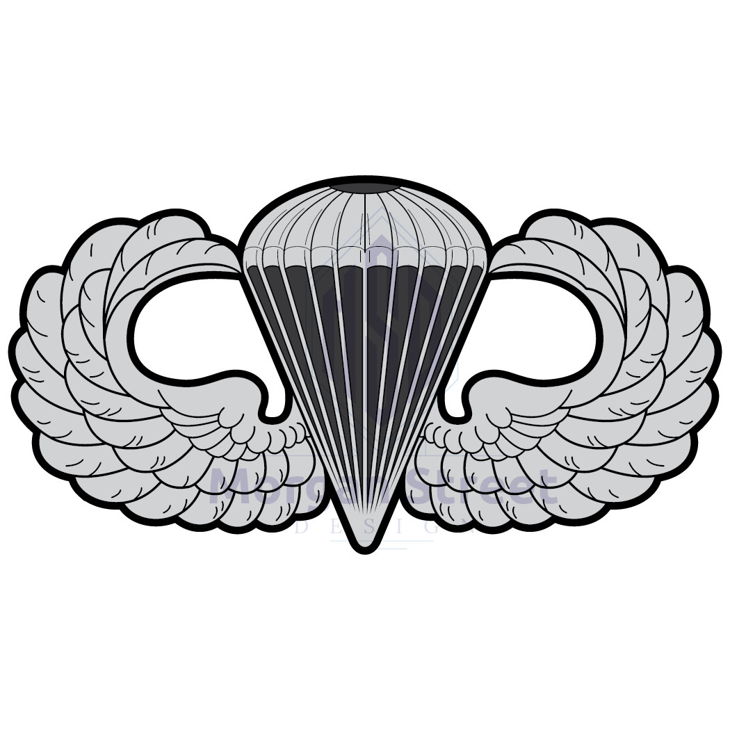 3″ Parachutist Badge Jump Wings Silver Wings Decal Car Truck Yeti