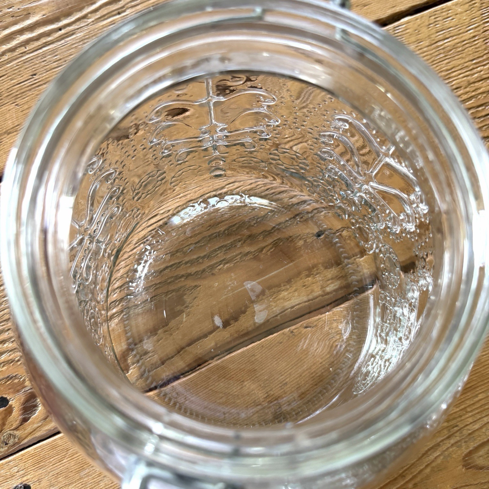 Floral Molded Glass Mason Jar Clamp Jar Lid Embossed Lace Tree Decor 1 Gal