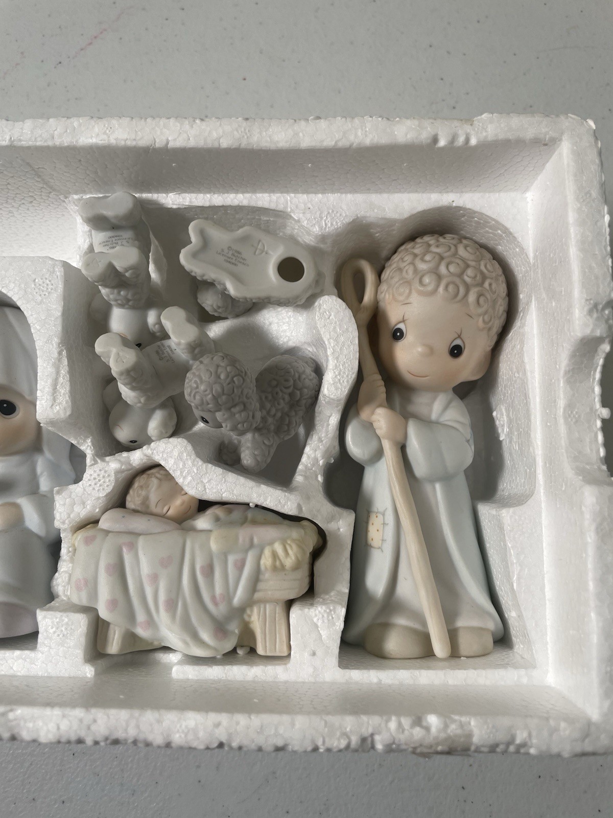 Precious Moments Christmas Nativity Set In Orig. Box 9 Pieces Resin Sweet Style