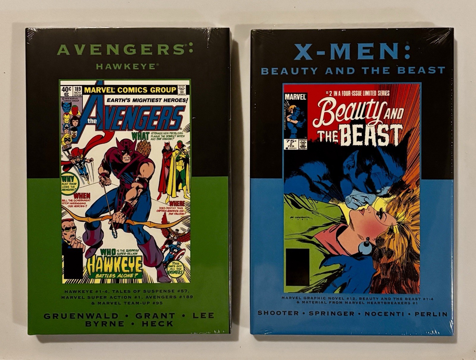 Marvel Premiere Classic BEAUTY AND THE BEAST and HAWKEYE Hardcover Lot