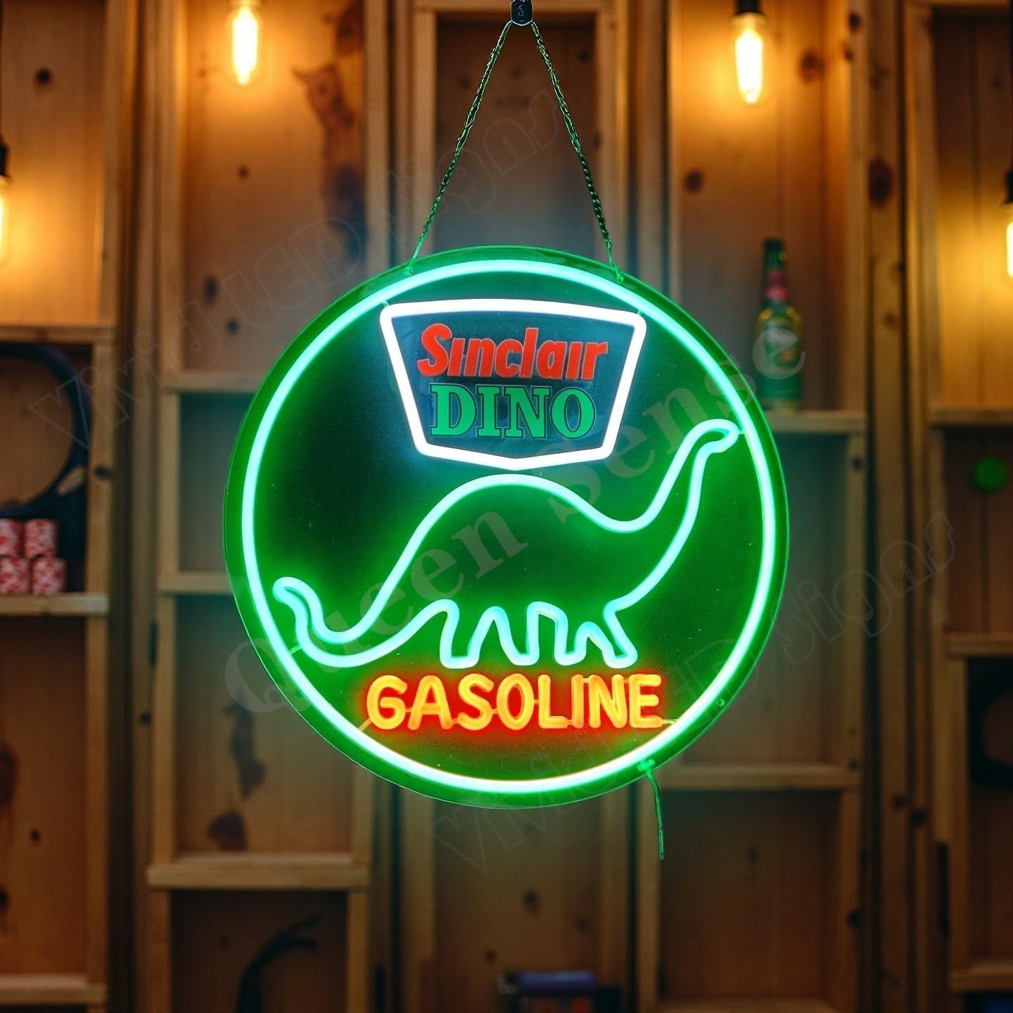 16″x16″ Sinclair Dino Gasoline Gas Oil LED Neon Sign With Dimmer USB Powered