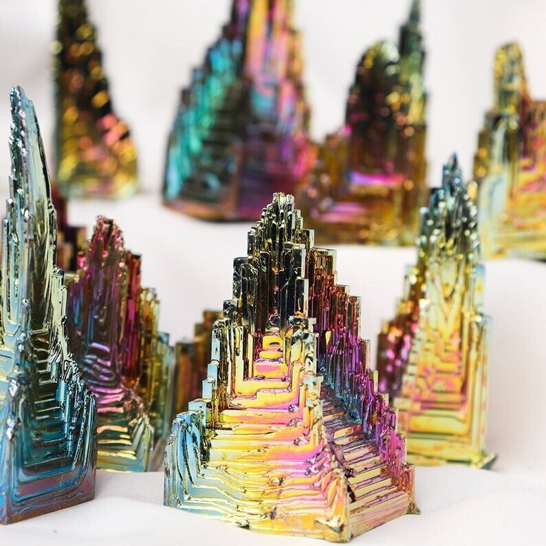 Natural Raw Aura Rainbow Titanium Bismuth Quartz Crystal Mineral Specimens Gift