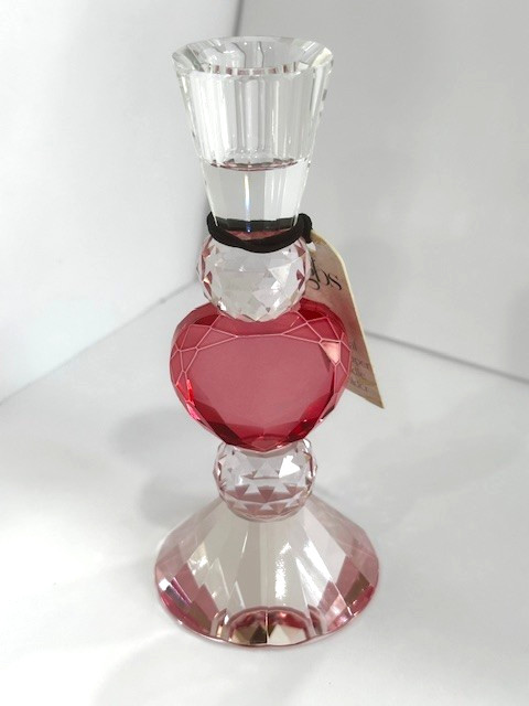 Heart Cut Crystal Glass Candle Holder Anthropologie Faceted Red Heart