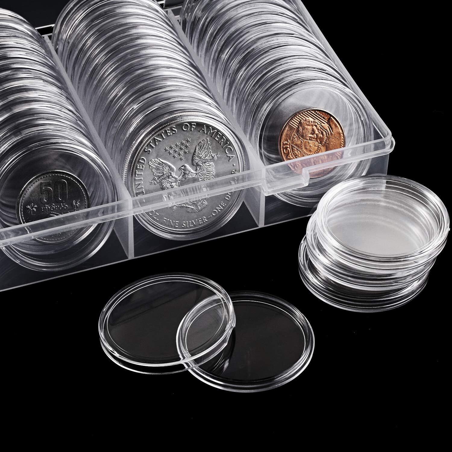 50Pcs Direct Fit Airtight 40.6mm American Silver Eagle 1Oz Coin Holders Capsules