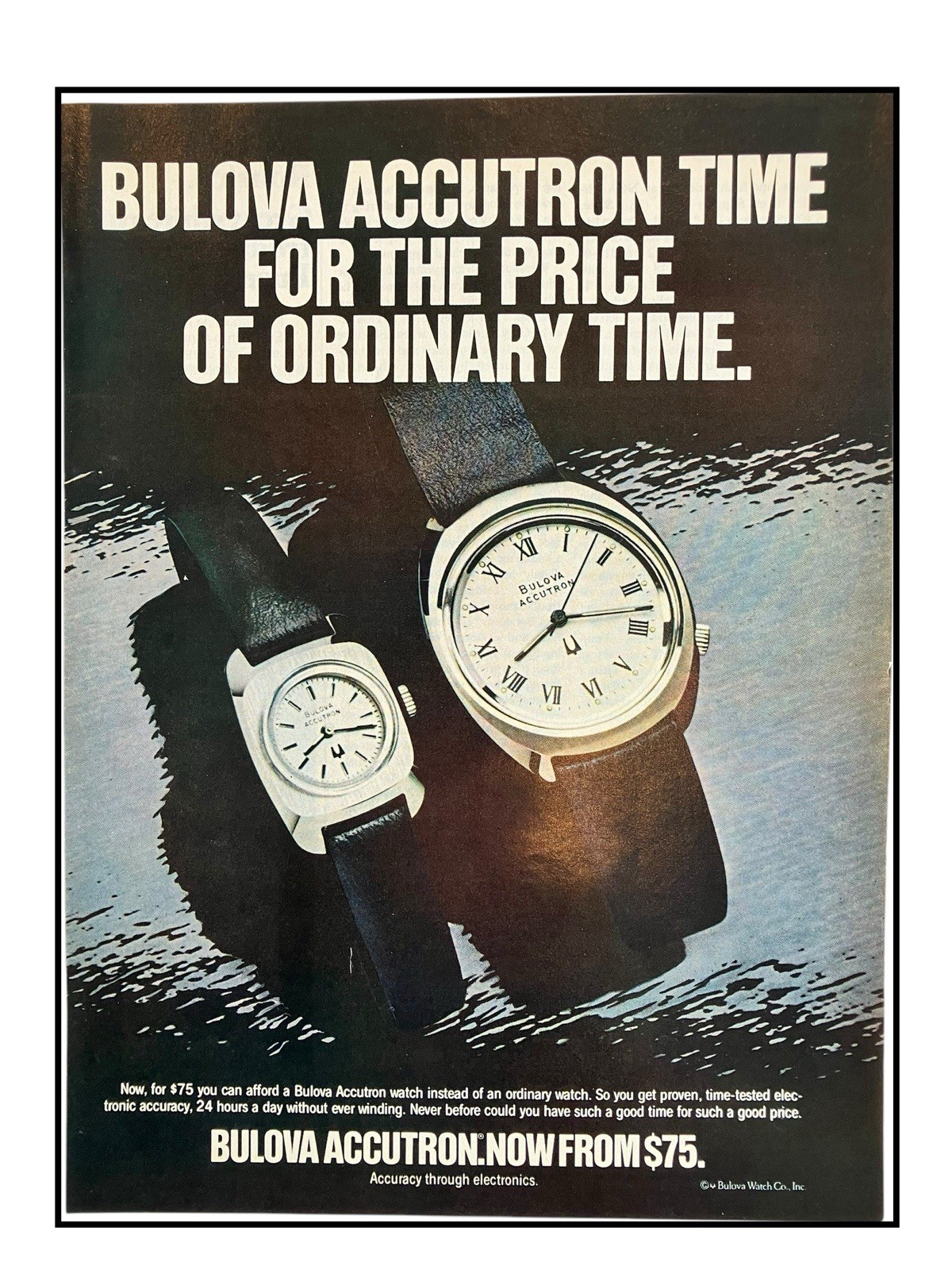 Vtg Bulova Accutron Watch 1976 Print Ad 8×11 inch