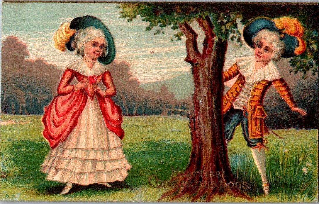 Vintage Victorian Postcard 1911 All Occasions – Fancy Couple, Hide & Seek