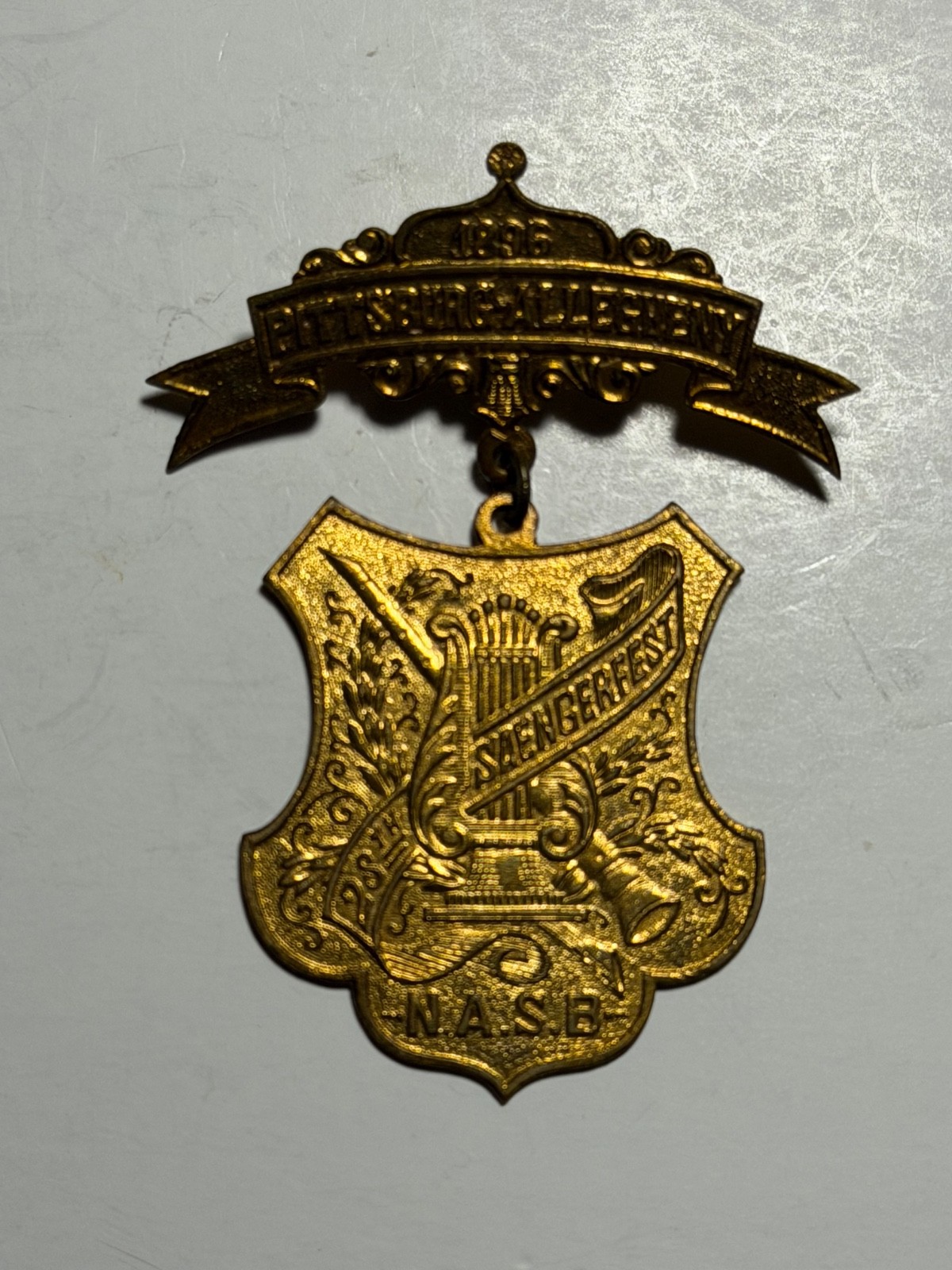 1896 Pittsburg – Allegheny 28th Saengerfest N.A.S.B. badge