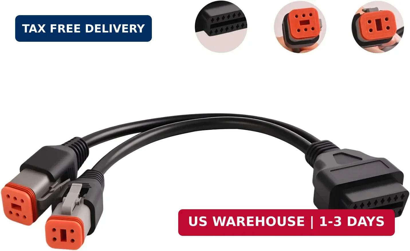 OBD2 Adapter for Harley Davidson, 2-in-1 [4 Pin + 6 Pin] to 16 Pin Motorcycle Di