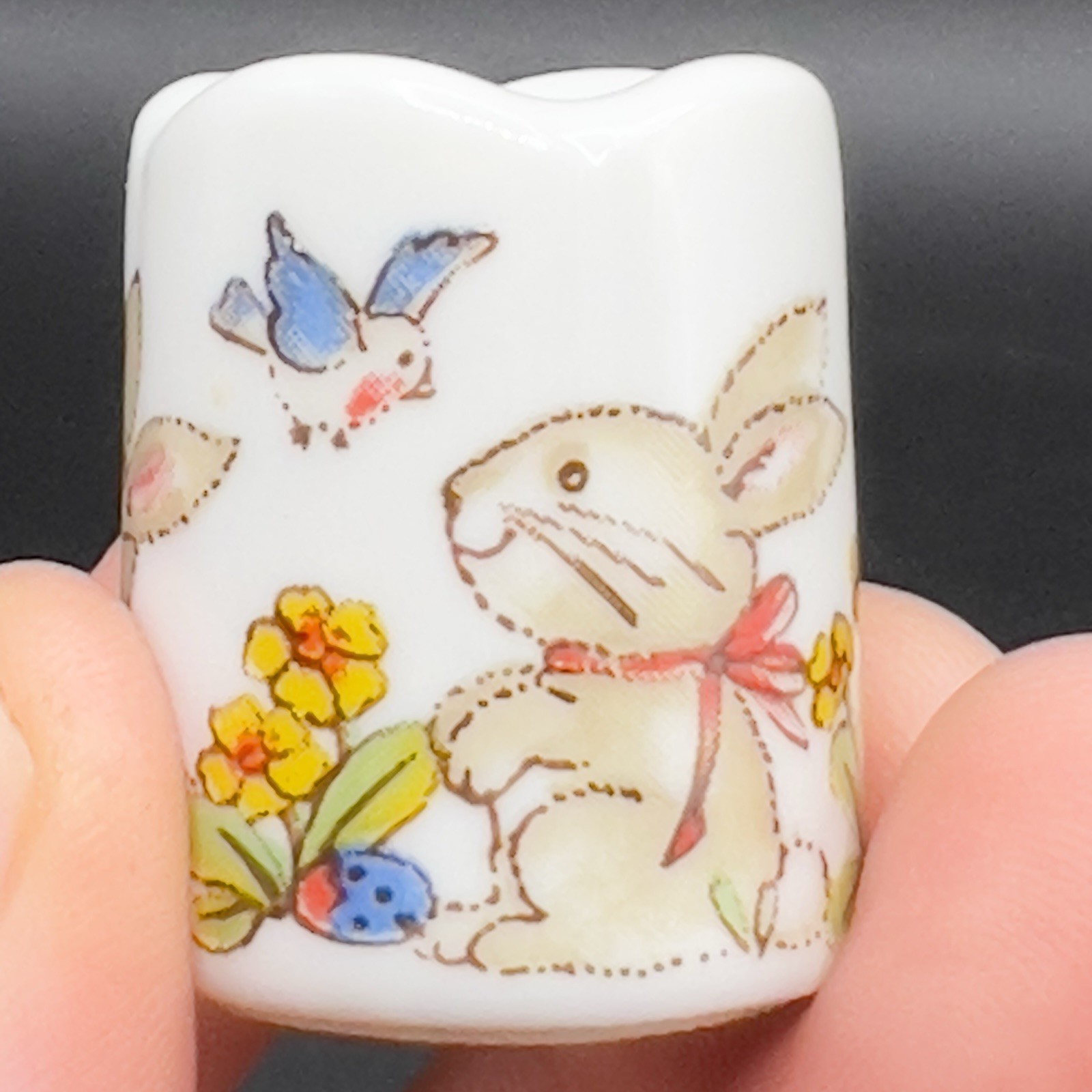 VTG W. Germany Ceramic Mini Candle Stick Holders Bunny Rabbit Easter – set of 6