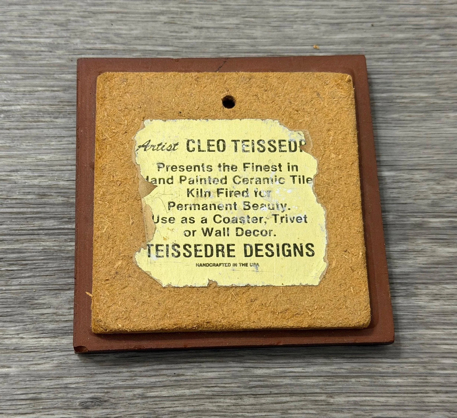 Vintage Cleo Teissedre Hand-Painted Tile Southwest Pottery Art