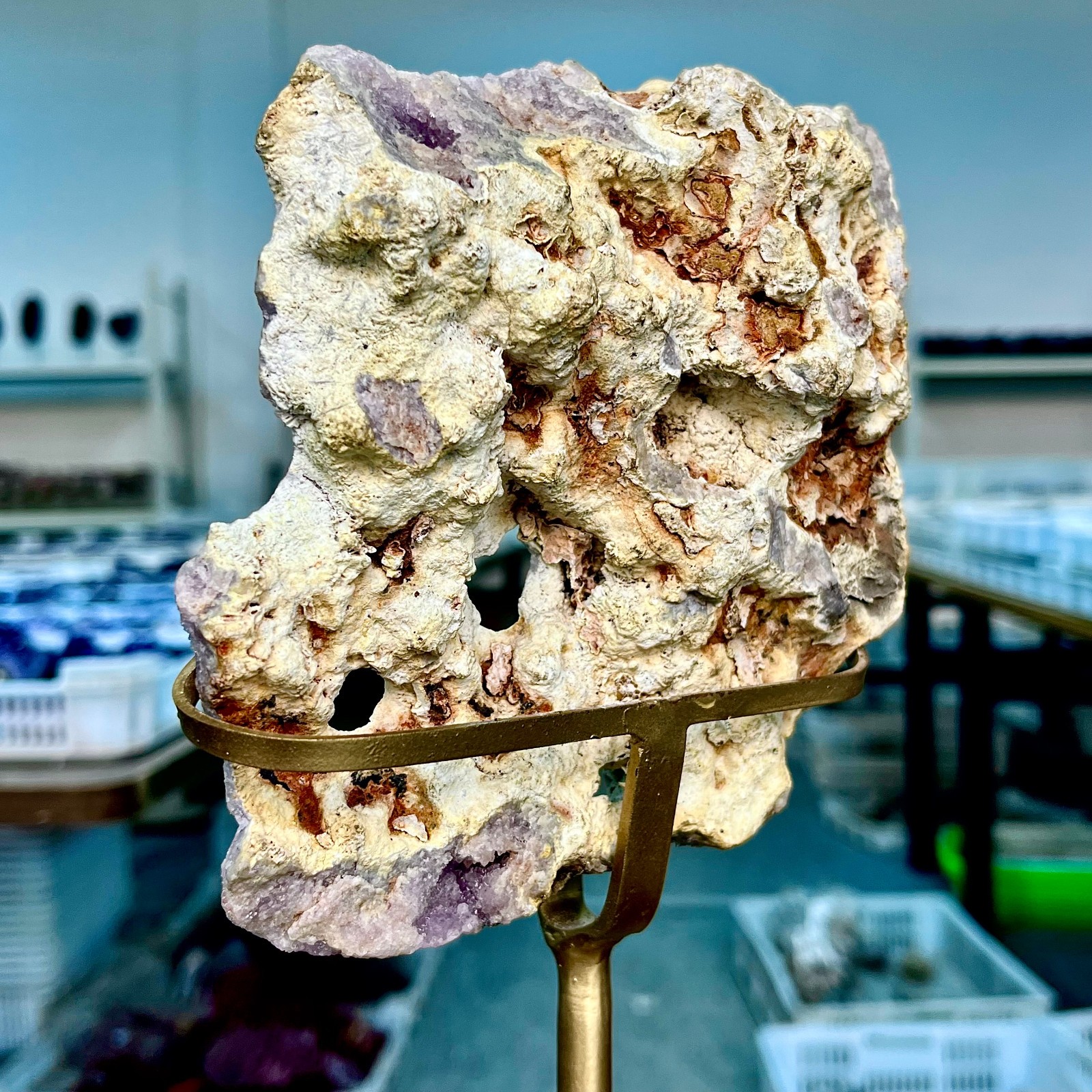 2.22LB Natural Pink Purple Crystal Quartz Raw Ore Screen shaped Polishing