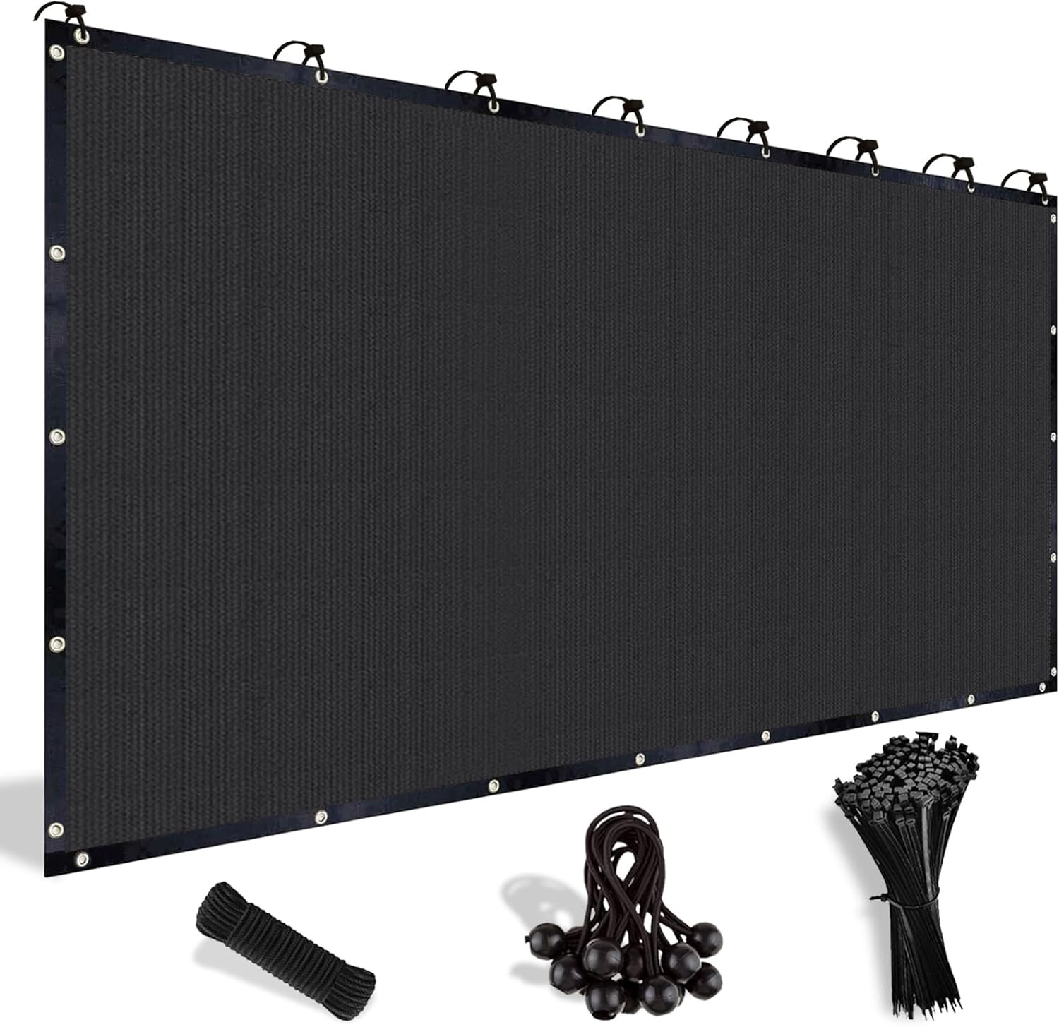 Custom 10′ x 20′ Black Sun Shade Cloth with Grommets for Outdoor Use