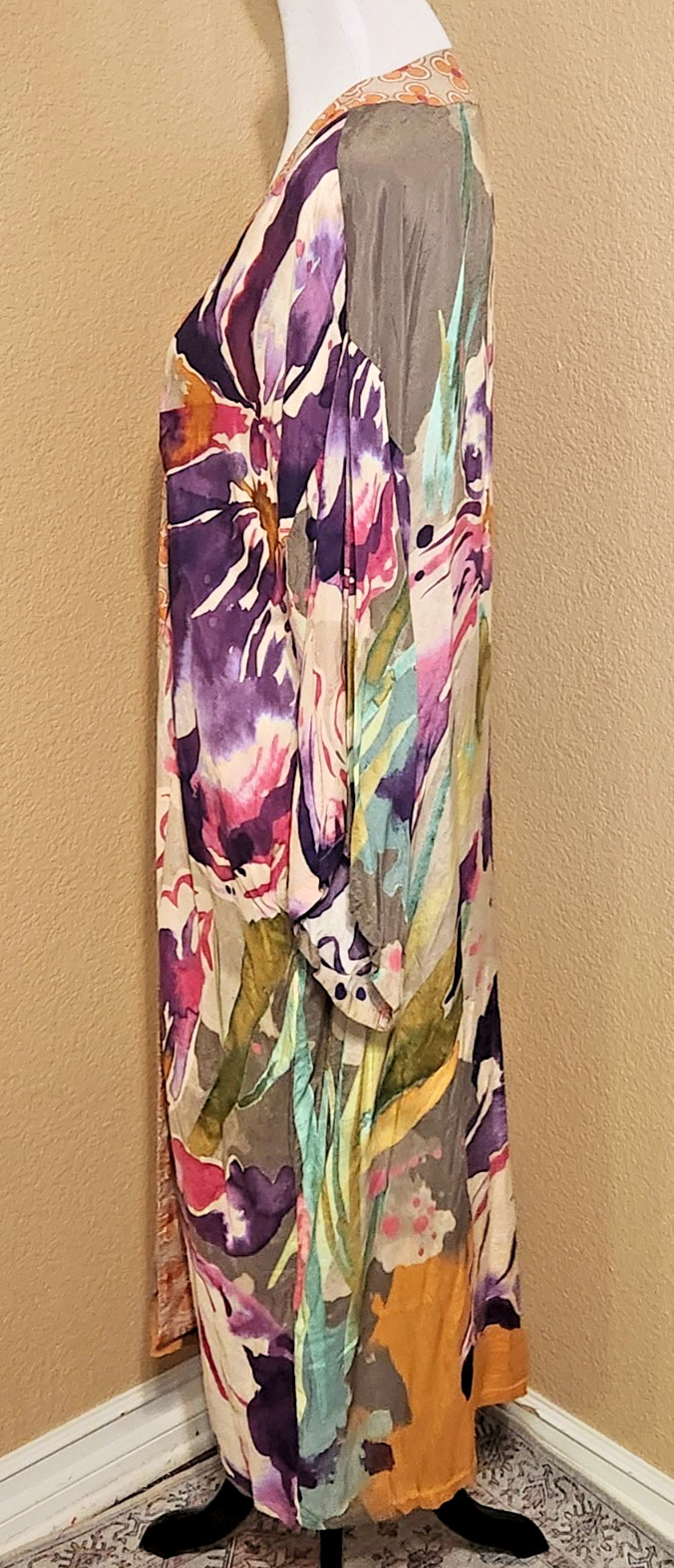 POWDER Full-Length Lightweight BOHO Floral KIMONO DUSTER COAT/Jacket M/L