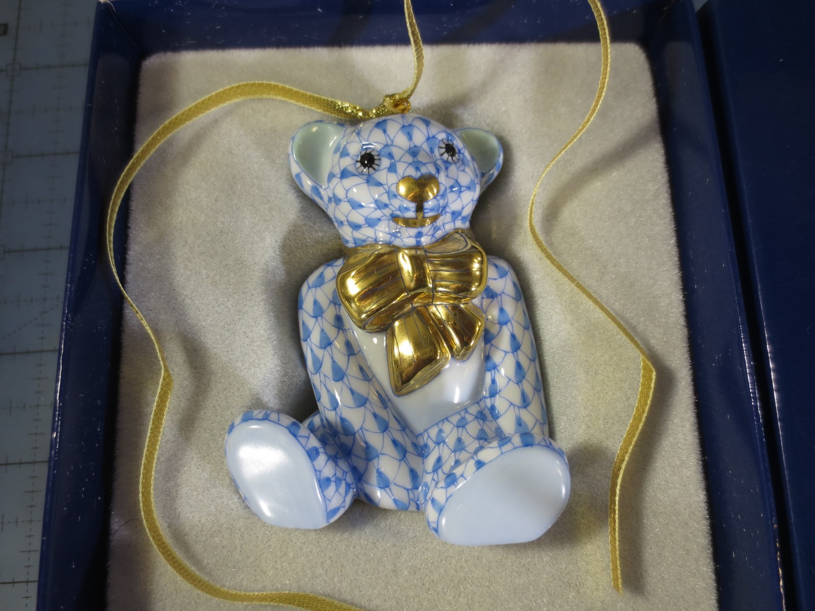 Herend Porcelain Teddy Bear ornament Figurine in box!