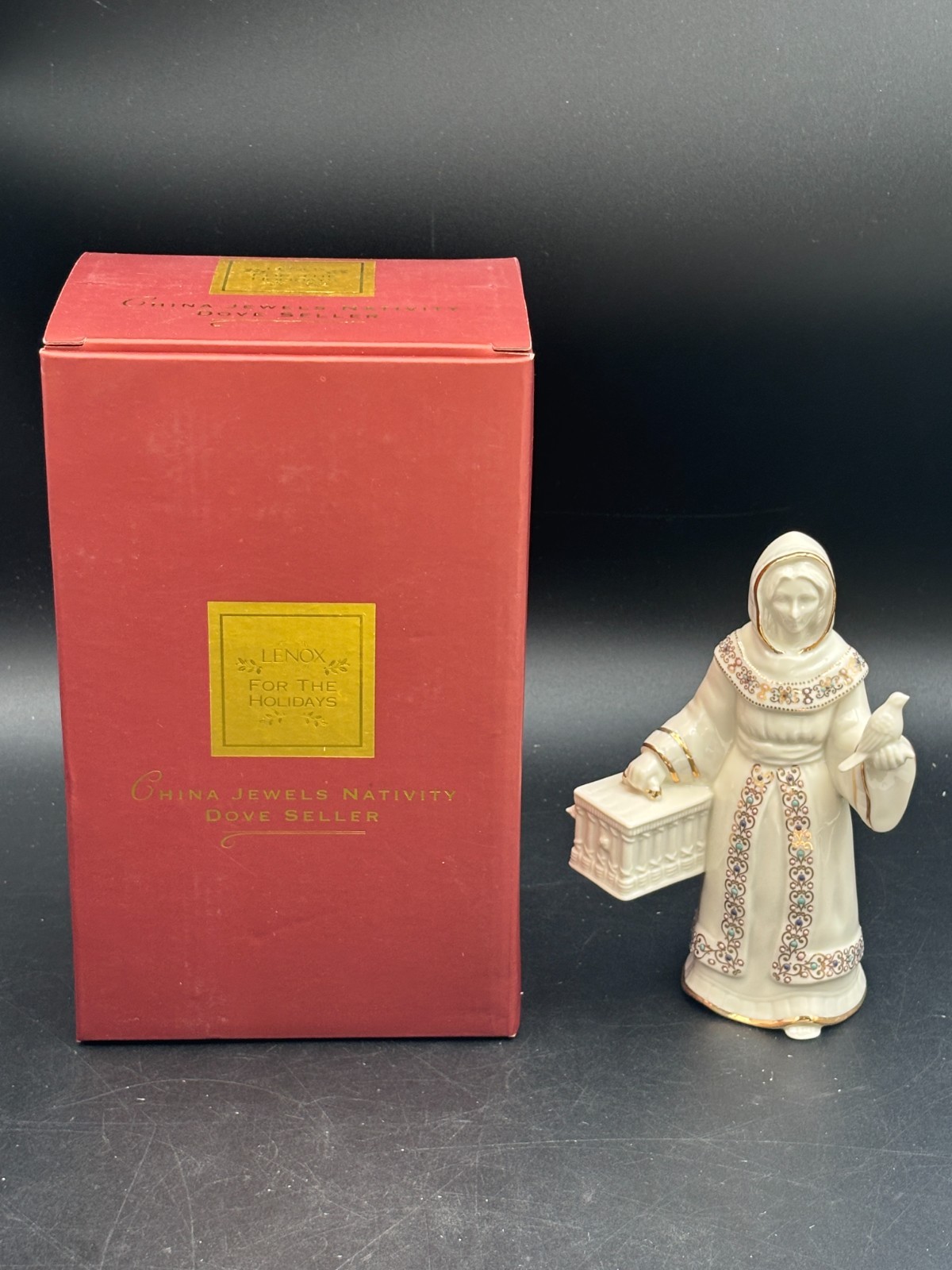 Lenox China Jewels „DOVE SELLER“ Nativity Figurine W/Original Box